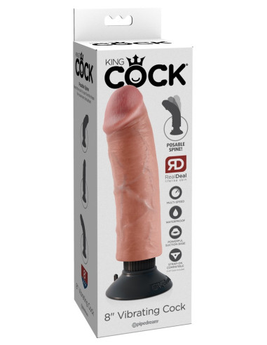 Realistický vibrátor 8" Vibrating Cock od King Cock ♀