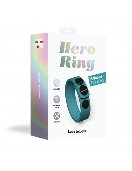 Nastavitelný silikonový erekční kroužek Hero Ring modrozelený ♂