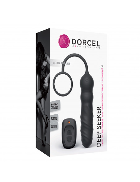 Anální vibrátor s erekčním kroužkem na dálkové ovládání Dorcel Deep Seeker ♂