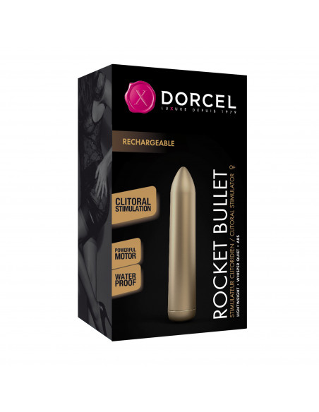 Dobíjecí vodotěsný mini vibrátor Dorcel Rocket Bullet 8,7 cm zlatý ♀