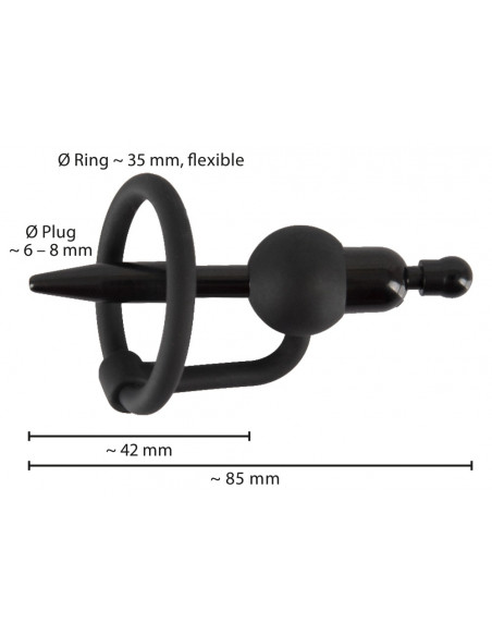 Kolík do penisu 6-8 mm s vibrační kuličkou a kroužkem Penisplug ♂