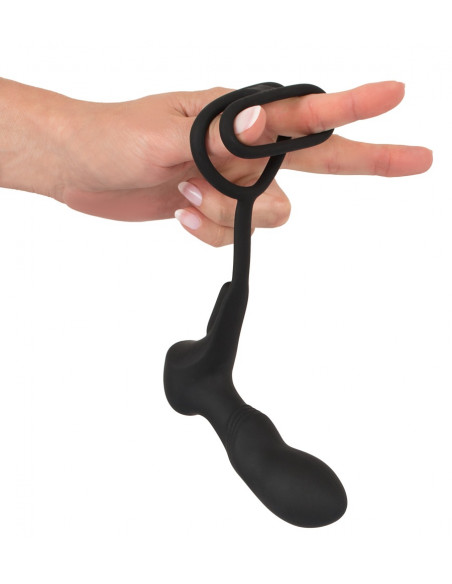 Vibrační stimulátor prostaty s kroužky a ovladačem Double Ring & Plug ♂