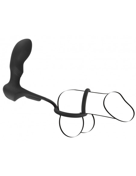 Vibrační stimulátor prostaty s kroužky a ovladačem Double Ring & Plug ♂