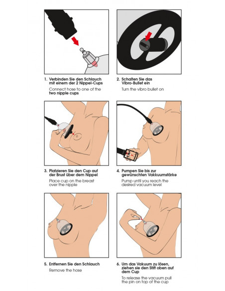 Vakuová pumpa na bradavky s vibračními patronami Bad Kitty ♀