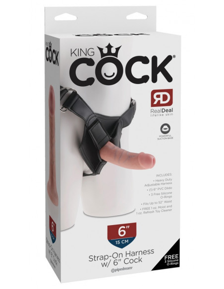 Realistické dildo King Cock 6" s postrojem ♀