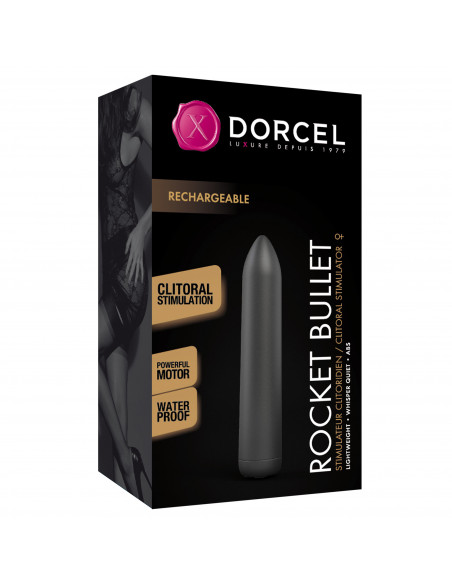 Dobíjecí vodotěsný mini vibrátor Dorcel Rocket Bullet 8,7 cm černý ♀