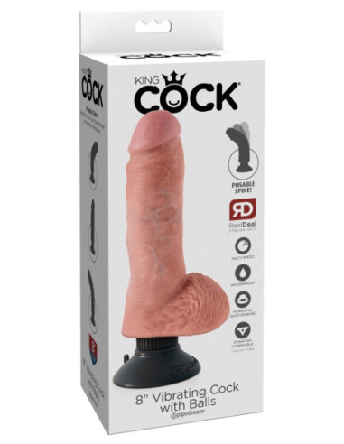 Realistický vibrátor 8" Vibrating Cock with Balls od King Cock ♀