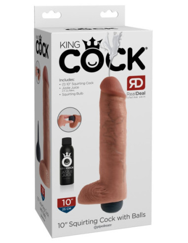 Realistické dildo 10" Squirting Cock with Balls od King Cock ♀