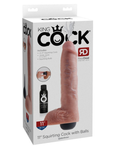 Realistické dildo Squirting Cock with Balls 11 od King Cock ♀