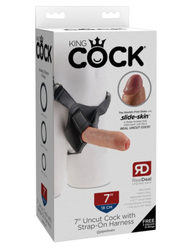 Strap on 7" Uncut Cock with Strap-On Harness od King Cock ♀