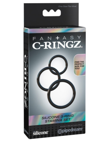 Kroužek na penis Silicone 3-Ring Stamina Set od Fantasy C-Ringz ♂