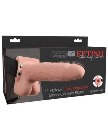 Strap on 7" Hollow Rechargeable Strap-on with Balls od Fetish Fantasy Series ♀